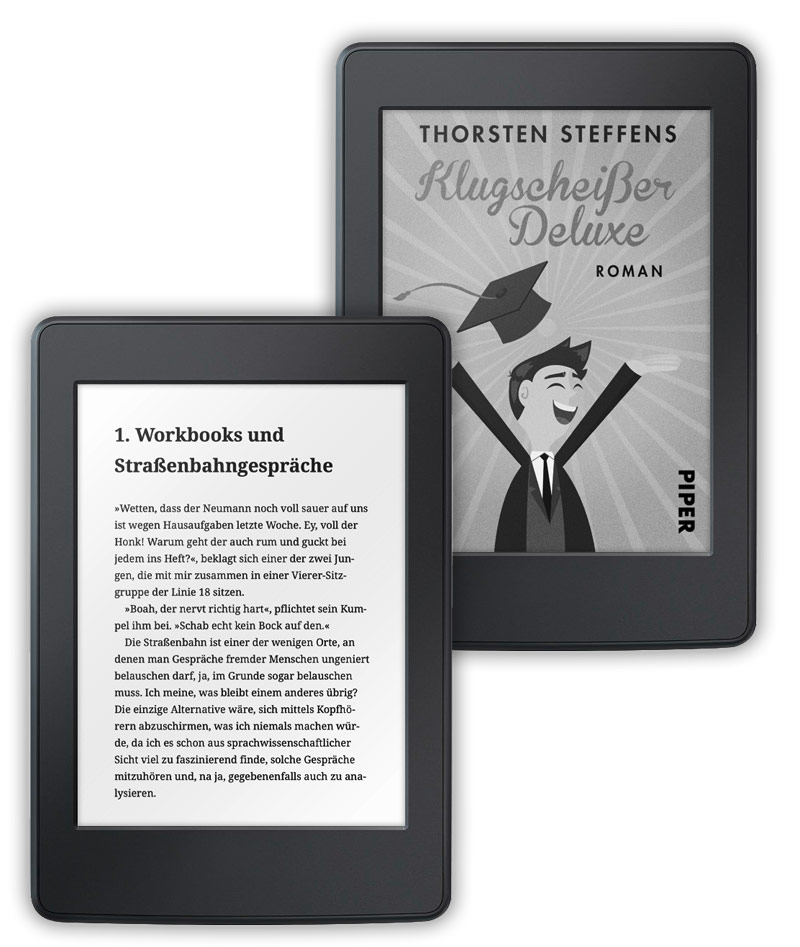 Klugscheißer Deluxe auf einem E-Book-Reader